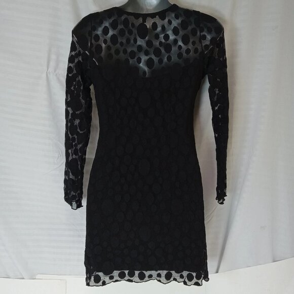 ASOS Women's Size 10 Dress Black Polka Dot Witchy Goth Y2K Stretchy Lace - Picture 8 of 8